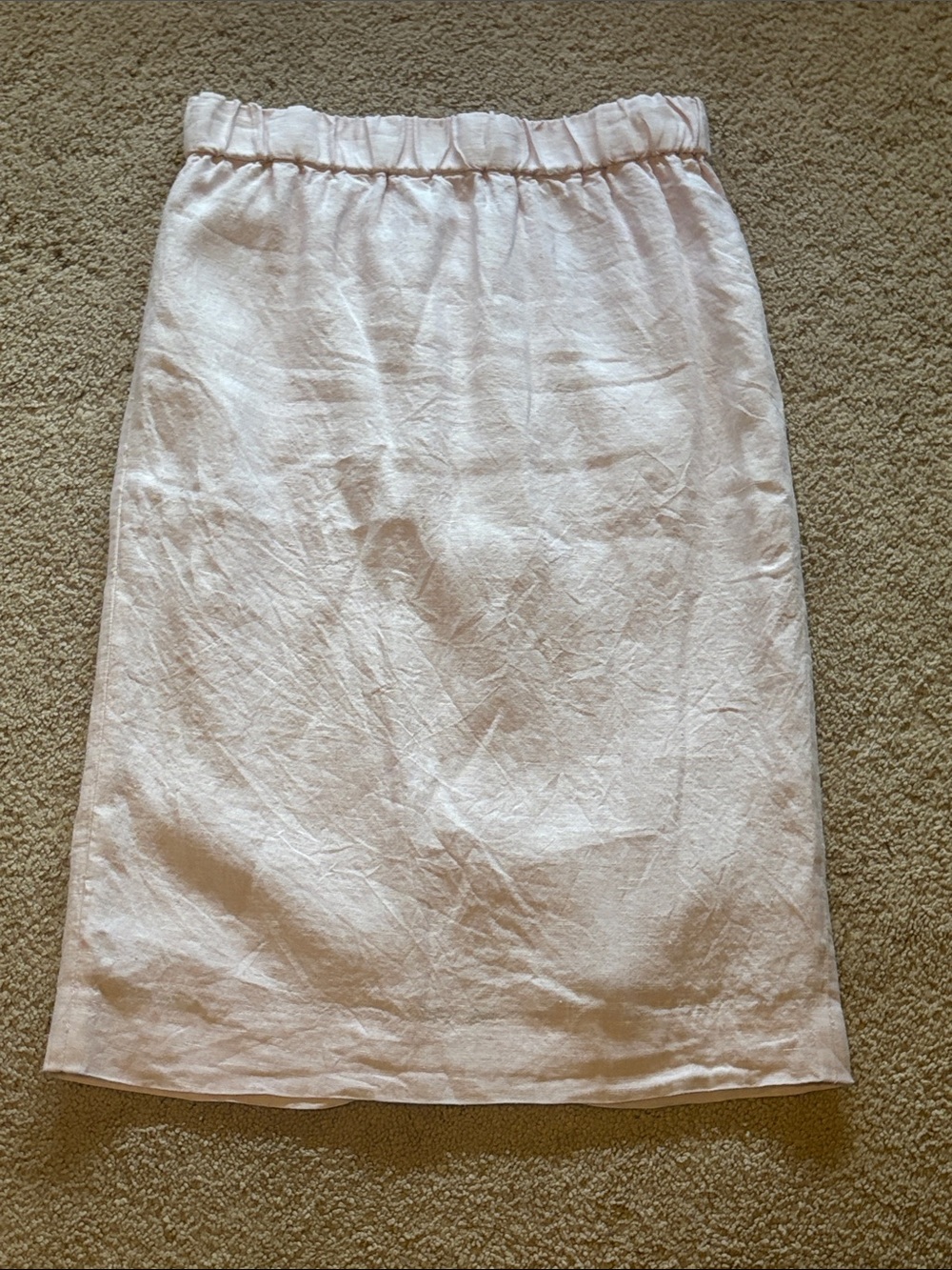 J Crew Medium Pink Elastic Waist Linen Skirt